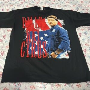 Vintage Billy Ray Cyrus Shirt Large 90’s Pop Country Black SS Cotton USA Forces